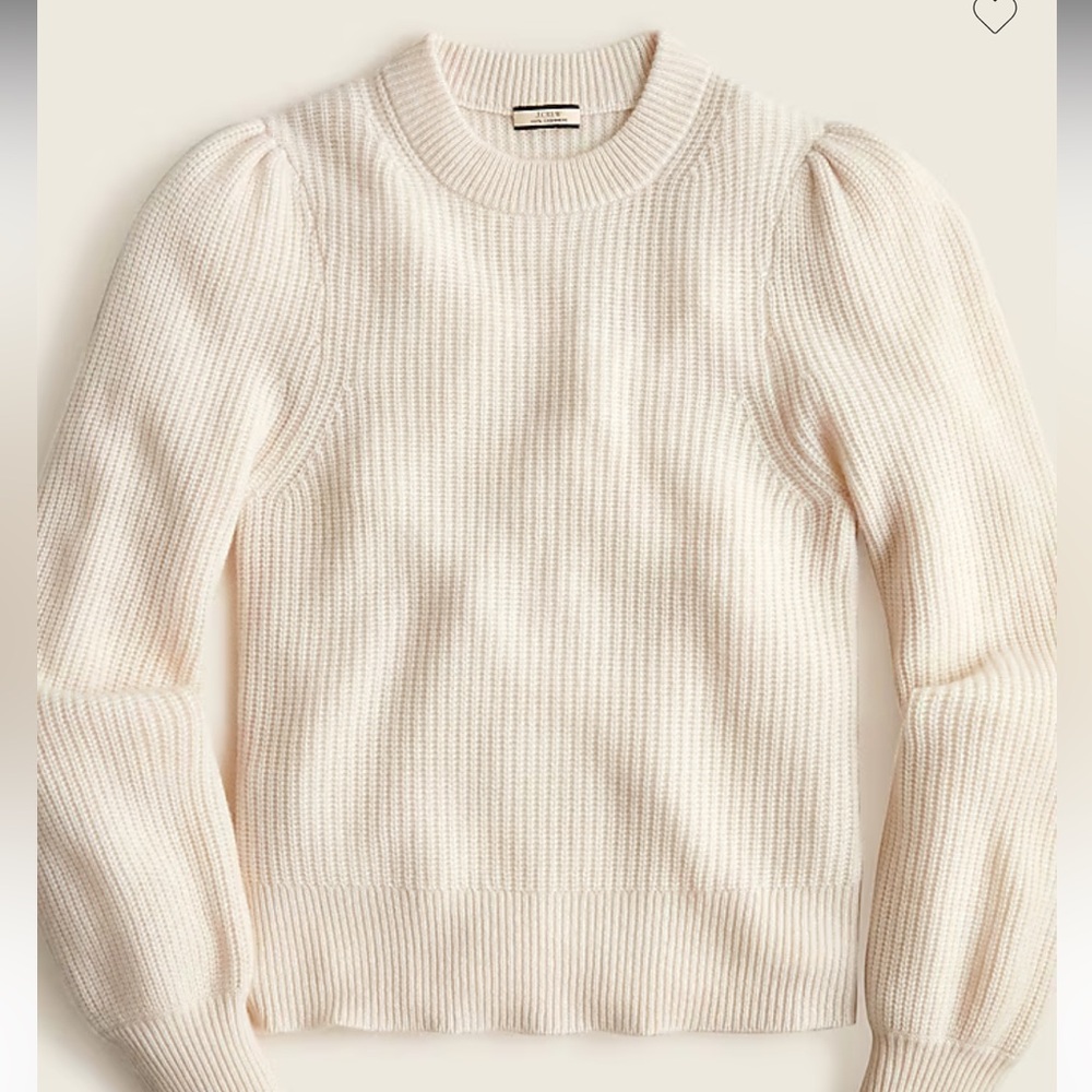 J. Crew Cream Puff-Sleeve Ribbed Sweater - Cream